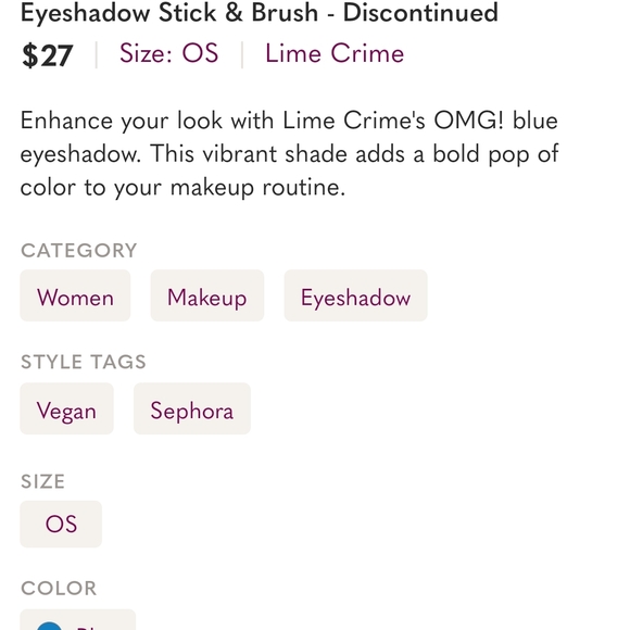Lime Crime OMG! Blue Eyeshadow Stick - Picture 2 of 4